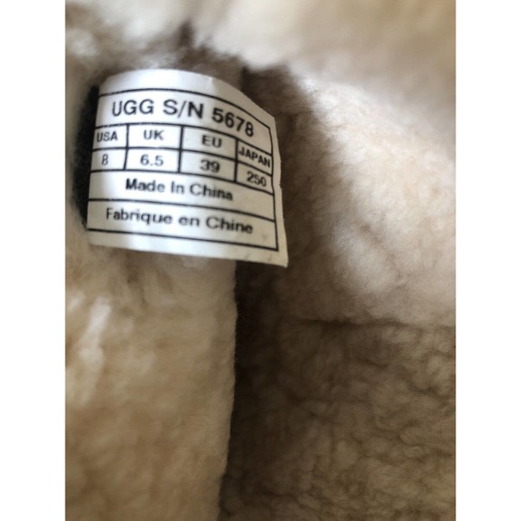 UGG Australia Women's Sutter Brown Leather Moto Buckle Snow Boots Size 8 Sheep - Picture 8 of 8